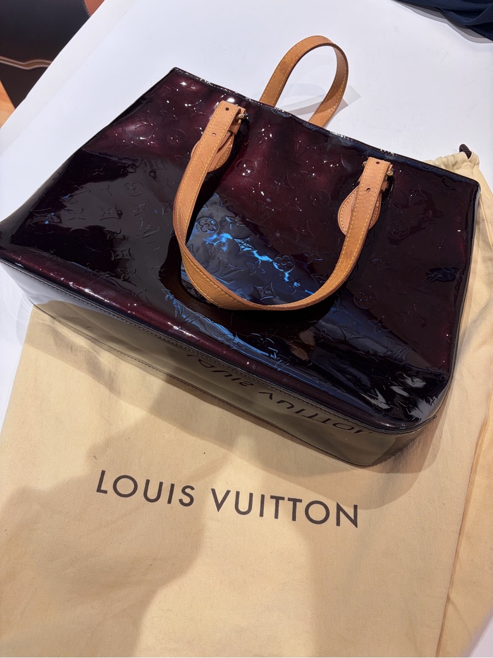 Louis Vuitton Amarante Monogram Vernis Brentwood Tote Bag